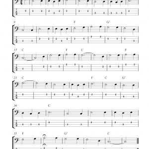 Free bass guitar tab sheet music, For He's A Jolly Good Fellow